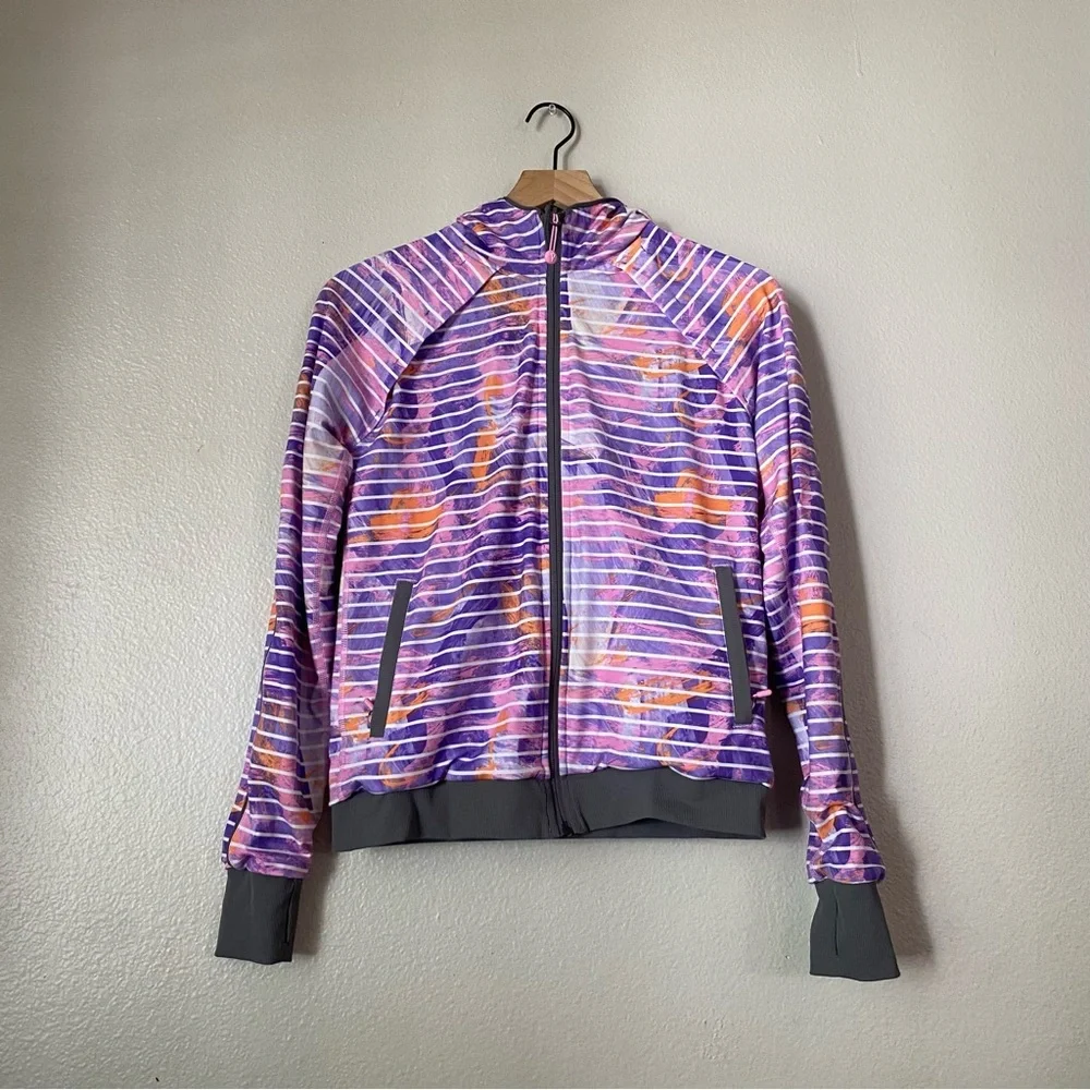 Ivivva Lululemon Girls Twice The Fun Reversible Hooded Zip Jacket Size 14 Purple